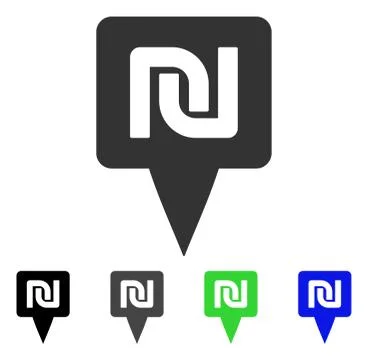 Shekel Map Pointer Vector Icon Stock Illustration