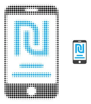 Shekel Mobile Account Halftone Dotted Icon 스톡 일러스트