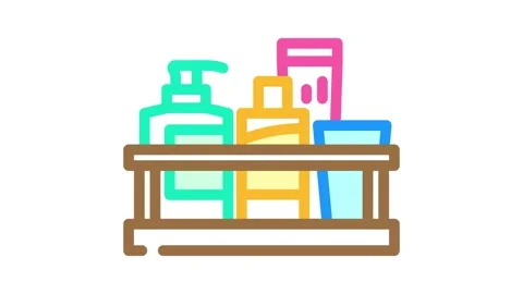Shelf bathroom interior color icon animation Stock Footage 327271047