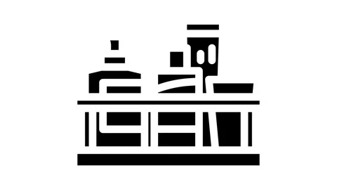 Shelf bathroom interior glyph icon animation Stock Footage 326746086