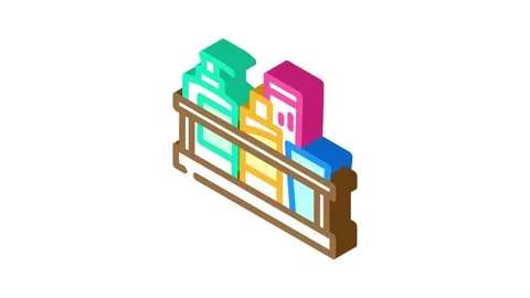 Shelf bathroom interior isometric icon animation Stock Footage 327293918