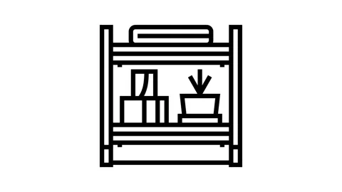 Shelf bathroom interior line icon animation Stock Footage 326136091