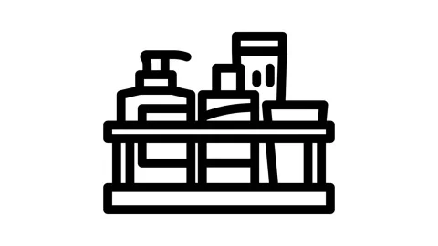 Shelf bathroom interior line icon animation Stock Footage 326765524