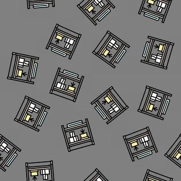 Shelf bathroom interior vector seamless pattern Stock Illustration