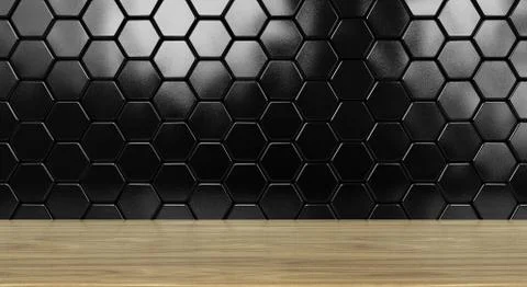 Shelf On A Black Tiled Wall Illustration
