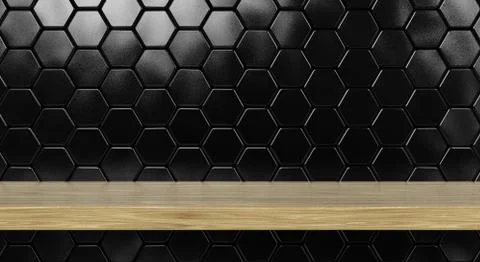Shelf On A Black Tiled Wall Illustration
