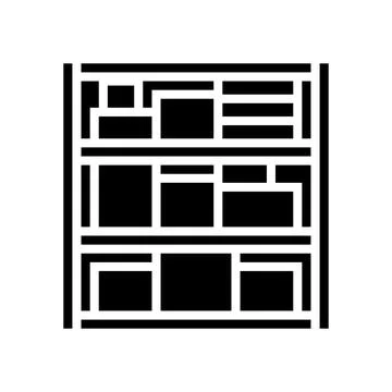 Shelf box cardboard packaging glyph icon vector illustration Stock Illustration