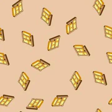 Shelf box cardboard packaging isometric icon seamless pattern Stock Illustration