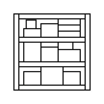 Shelf box cardboard packaging line icon vector illustration Stock Illustration