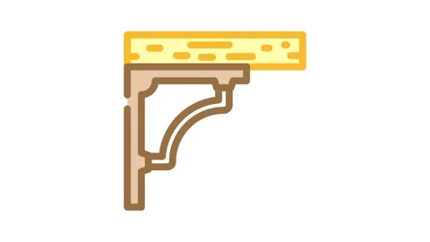 Shelf bracket hardware furniture fitting color icon animation Stock Footage 327269900