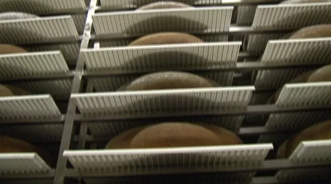 Shelf with cheese, Pan Stock Footage 58122711