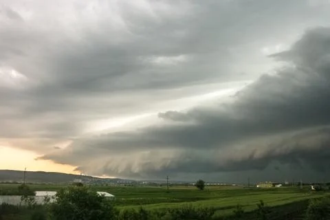 Shelf cloud over the city Stock Photos