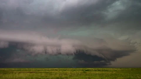 Shelf cloud over open fields in Texas Stock Footage 272718771