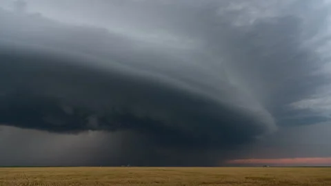 Shelf cloud over open fields Stock Footage 272719672