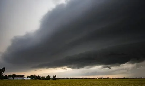 Shelf cloud over rural area, Kingfisher, Oklahoma, United States, North America 写真素材