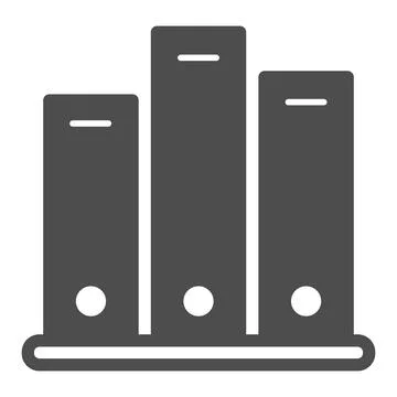 Shelf with folders, archival documents solid icon, documents concept, office Stock Illustration