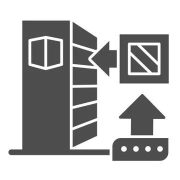 Shelf for goods and box solid icon, delivery packaging logistics symbol 스톡 일러스트