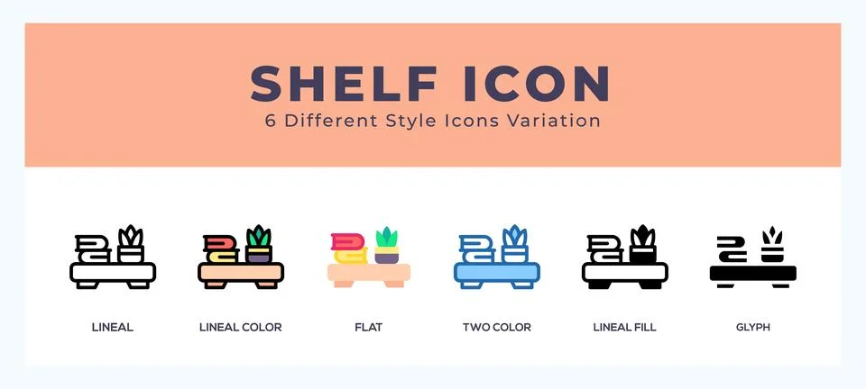 Shelf icon in filled. thin line. outline stroke and flat style. Stock Illustration