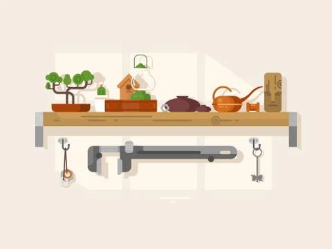 Shelf interior with object Stock Illustration