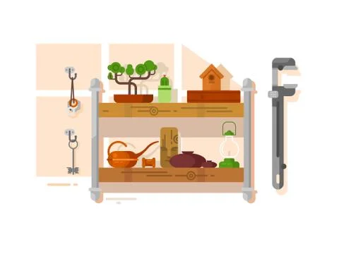 Shelf interior with object Stock Illustration