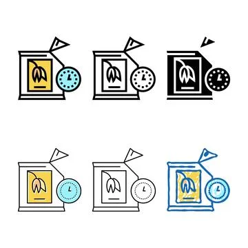 Shelf life of oatmeal when opened multistyle bag color icon vector Illustrazione stock