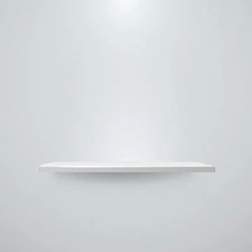 Shelf with light and shadow on empty white wall. Stock Illustration