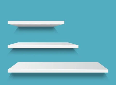Shelf mockup icon in realistic style. Supermarket product display vector il.. Stock Illustration