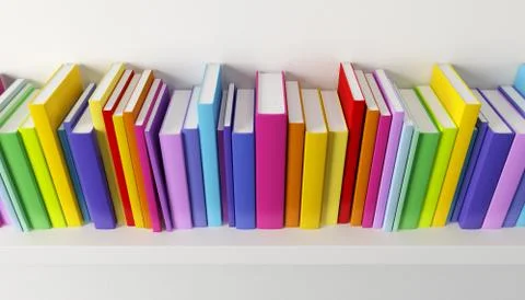 Shelf with multicolored books Stock Illustration