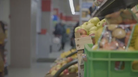SHELF SHOP FRUIT VEGETABLES Stock Footage 124603498