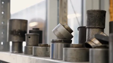 A shelf with silent blocks at a car service station,various tools and auto parts Stock Footage 337734022