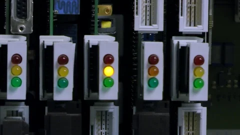 Shelf view, cards in the rack. IT communications. Stock Footage 81057451