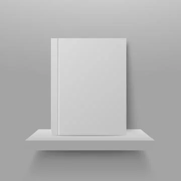 Shelf on wall with book. Empty realistic bookshelf. Store stend in shop, front Illustrazione stock