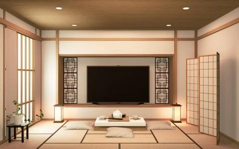 Shelf wall design in room modern tropical style - empty room interior - minim Stock Illustration