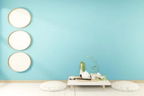 Shelf wall in modern empty room Japanese - tropical style,minimal designs. 3D Stock Illustration