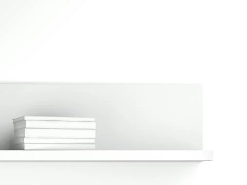 Shelf with white books 库存插图