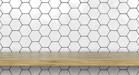 Shelf On A White Tiled Wall Illustration