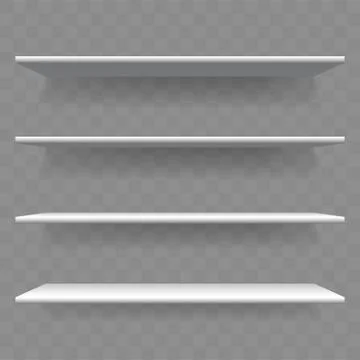 Shelf white wood empty 3D vector bookshelf Illustrazione stock