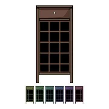 Shelf wine cabinet cartoon vector graphic Stock Illustration
