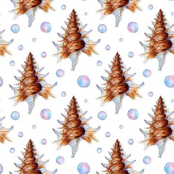 Shell and bubbles pattern Stock Illustration