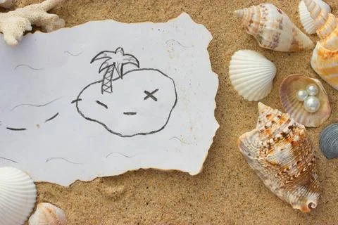 Shell and map background shell and map background on the beach Copyright: ... Stock Photos