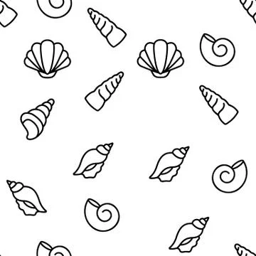 Shell And Marine Conch Vector Seamless Pattern Stock Illustration