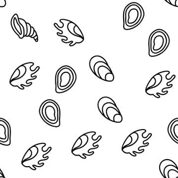 Shell And Marine Conch Vector Seamless Pattern Illustrazione stock