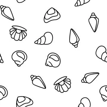 Shell And Marine Conch Vector Seamless Pattern Stock Illustration