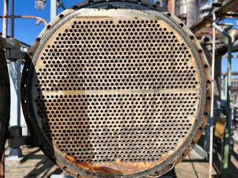 Shell-and-tube (shell-and-tube) heat exchanger close-up Stock Photos