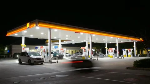 Shell Bailey's Gas Station Time-Lapse Night Stock Footage 241669341