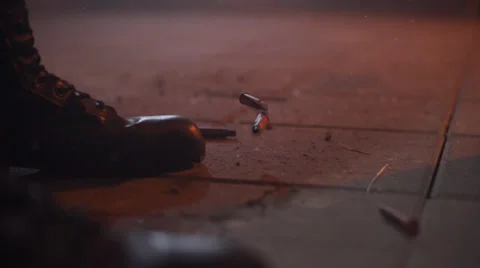 Shell Casings Hit Ground After Being Fired Stock Footage 39636880