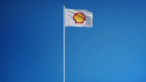 Shell company flag in slow motion, editorial animation Stock Footage 73158695
