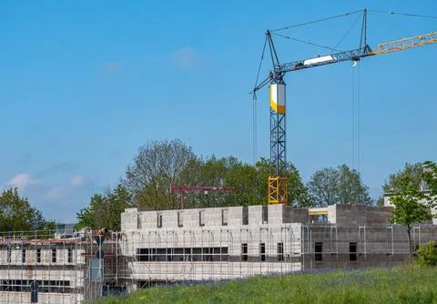 Shell of a construction site with crane Stock Photos