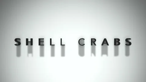 Shell crabs title 3D matte black writing with a white backdrop Stock Footage 301837087