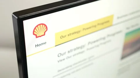Shell Fuel Company Website on a Computer Screen Closeup Stock Footage 218338817